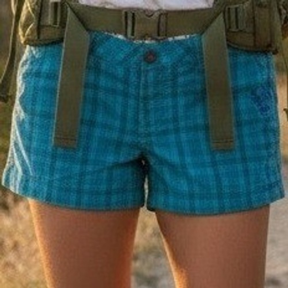 Planet Earth‎ Womens Organic Cotton Plaid Shorts Blue Tree Embroidery Size 5